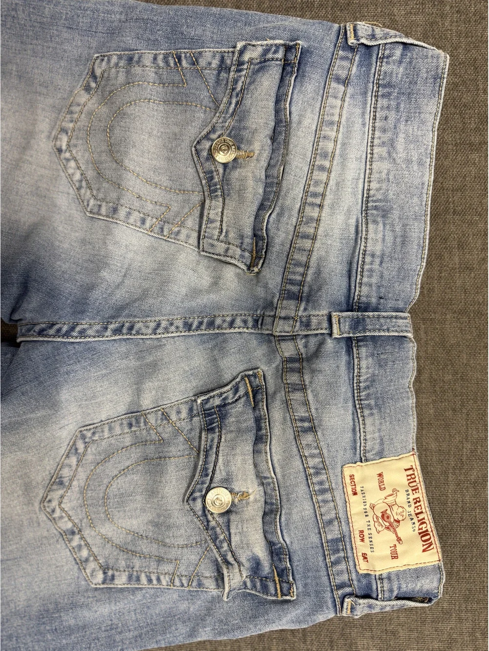 True Religion Ricky Relaxed Straight Light Blue Denim Shorts Size 34